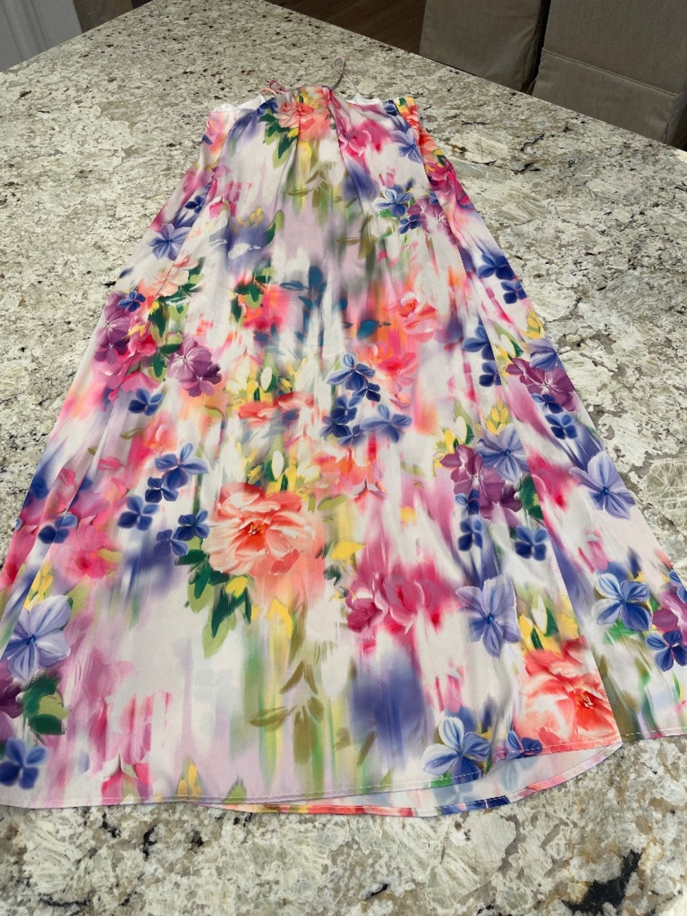 NICOLE MILLER Watercolor Flowy Floral Maxi Dress Summer Beach Vacation Cover Up - Picture 7 of 7